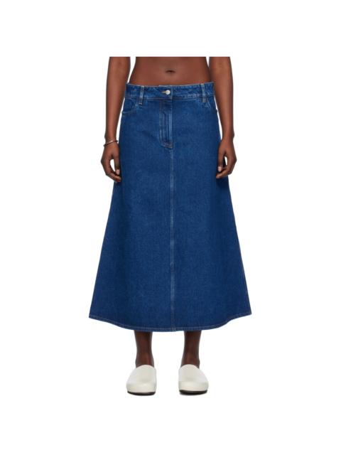 Studio Nicholson Indigo A-Line Denim Maxi Skirt