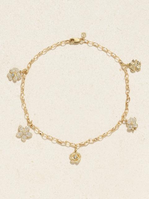 SYDNEY EVAN Xl Flower 14-karat Gold Diamond Anklet