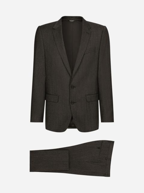 Single-breasted pinstripe wool Martini-fit suit