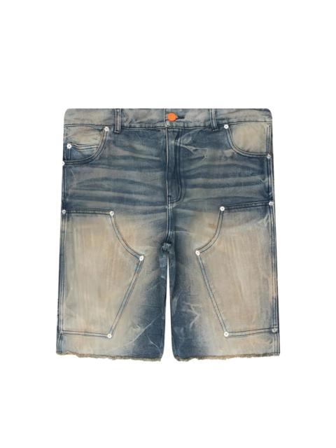 HELLSTAR PANELLED FRAYED-HEM SHORTS