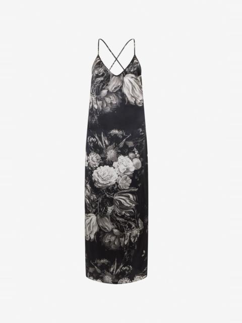 Roberto Cavalli Silk Slip Dress with Fiammingo Flowers Print