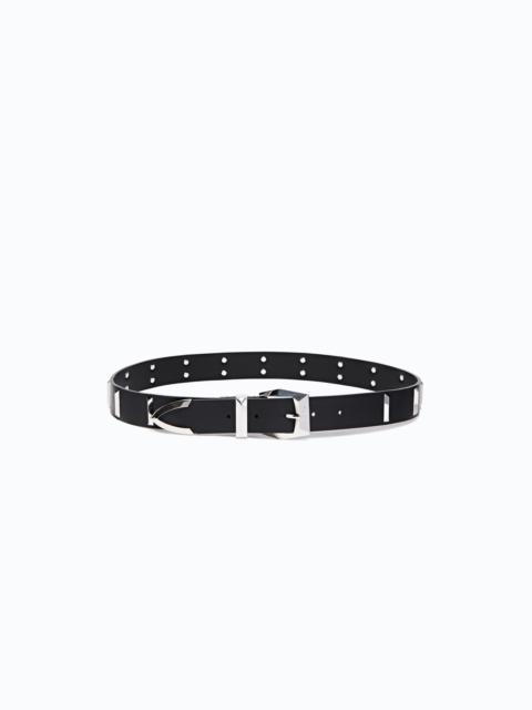 PINKO LEATHER BELT WITH RECTANGULAR STUDS, 3 CM