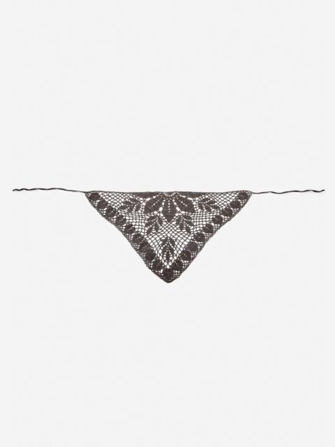 MAGDA BUTRYM Crochet cotton triangle scarf in brown