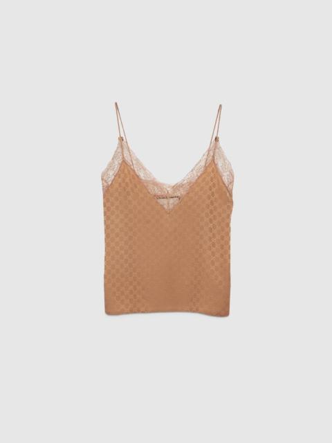 GUCCI GG silk and lace lingerie top