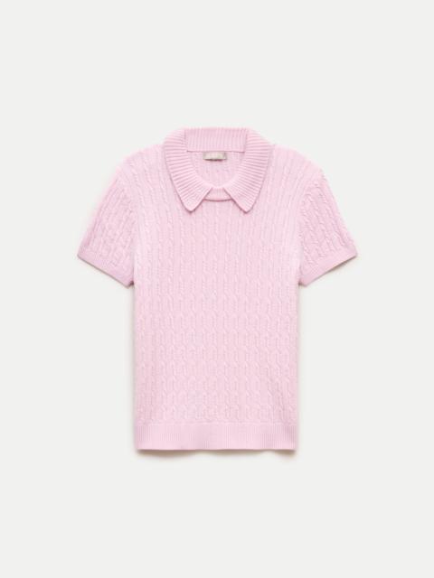 J.CREW Cable-knit sweater-polo in merino wool