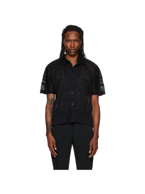 ISSEY MIYAKE Black Lace Grid Pleats Shirt