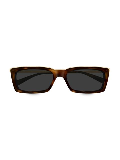 SAINT LAURENT Women's 57MM Rectangular Metal Sunglasses - Gold Havana Black