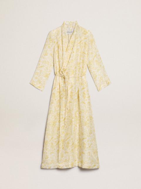 Golden Goose Resort Collection linen blend kaftan dress with lemon yellow print