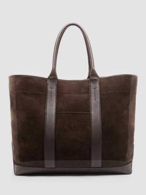 TOM FORD Men's Large Suede Tote Bag - Brown