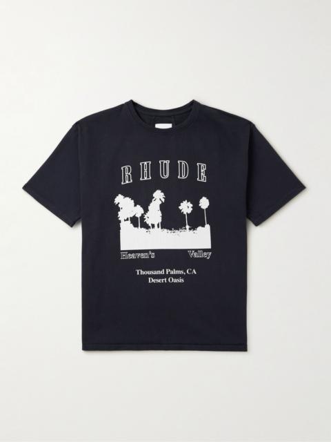 Rhude Thousand Palms Logo-Print Cotton-Jersey T-Shirt Black