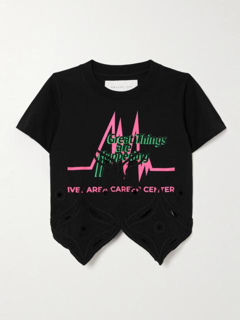 CONNER IVES Schiffili Layered Cutout Embroidered Cotton And Satin-jersey Turtleneck Top