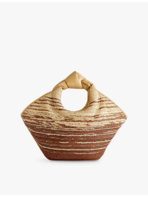 HEREU Castell Raffia Knotted-Handle Raffia Tote Bag