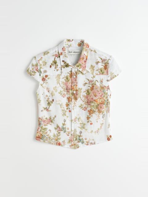 Daisy Shirt Shortsleeve White Floral Tapestry Print