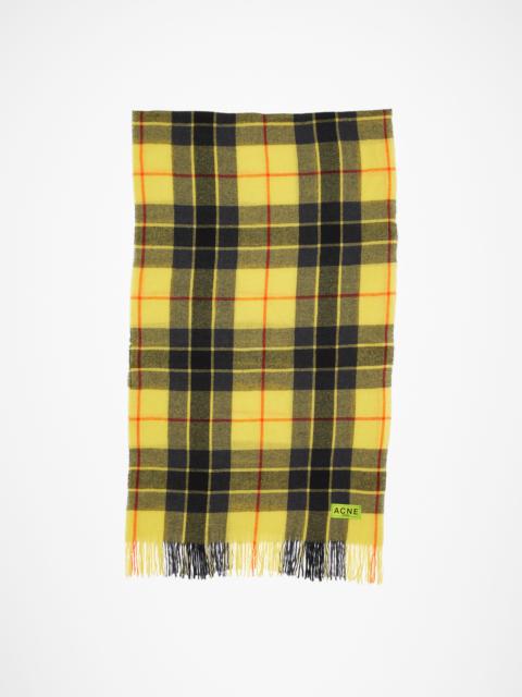 Check fringe scarf - Yellow/black