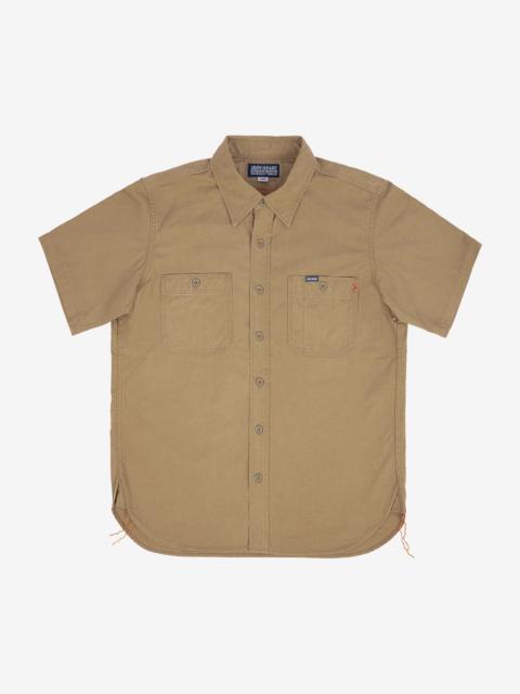 Iron Heart IHSH-393-KHA 7oz Fatigue Cloth Short Sleeved Work Shirt - Khaki