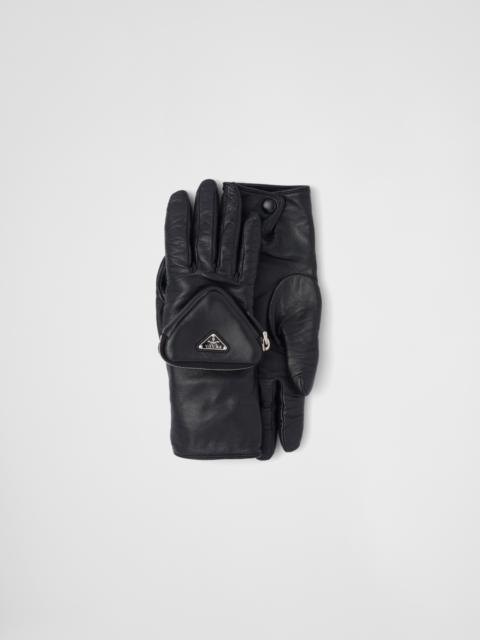 Nappa leather gloves with pouch