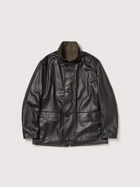 AURALEE REVERSIBLE WOOL TWISTED TWILL / SHEEP LEATHER HALF COAT