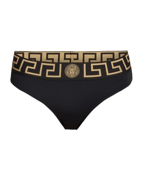 VERSACE Women's La Greca Bikini Bottom Brief - Black