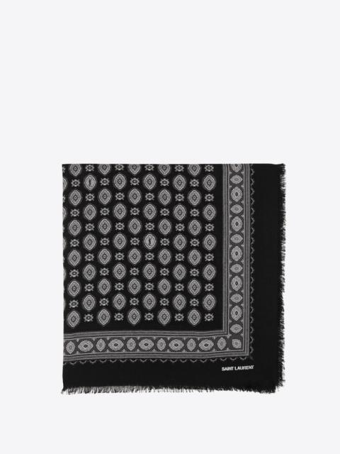 SAINT LAURENT vintage cashmere-print large square scarf in cashmere and silk twill