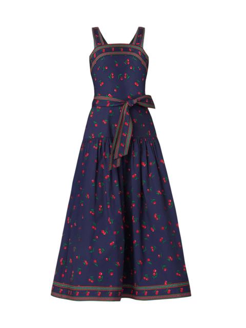 Shoshanna Women's Kora Cherry Print Denim Midi-Dress - Navy Cherry