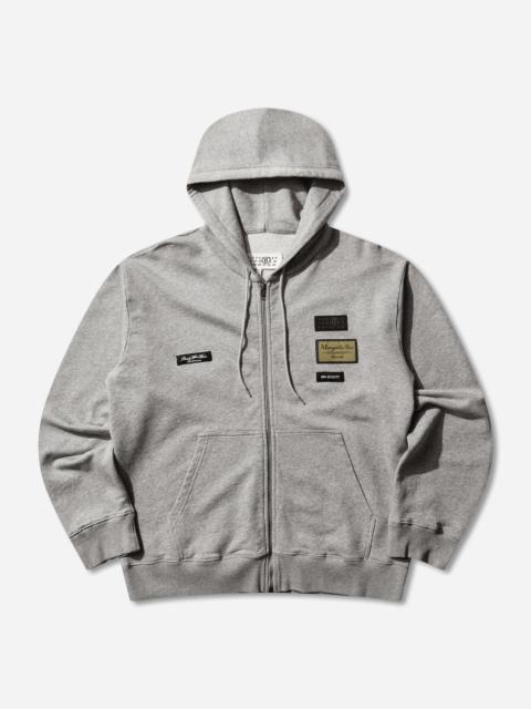 MM6 Maison Margiela Men's Label Patch Zip Hoodie Light Grey Melange