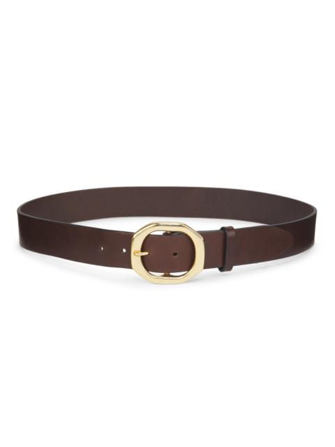 rag & bone Women's Audrey Leather Goldtone Buckle Belt - Dark Espresso