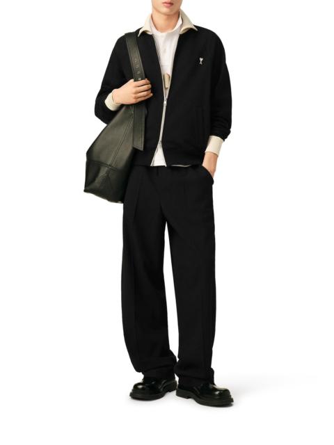 AMI Paris BLACK WOOL TROUSERS WITH AN ELASTICATED WAIST