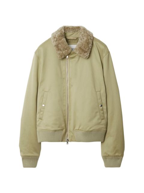 shearling-collar bomber jacket