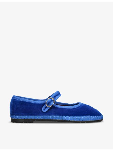 FLABELUS Oe single-strap cotton Mary Jane flats