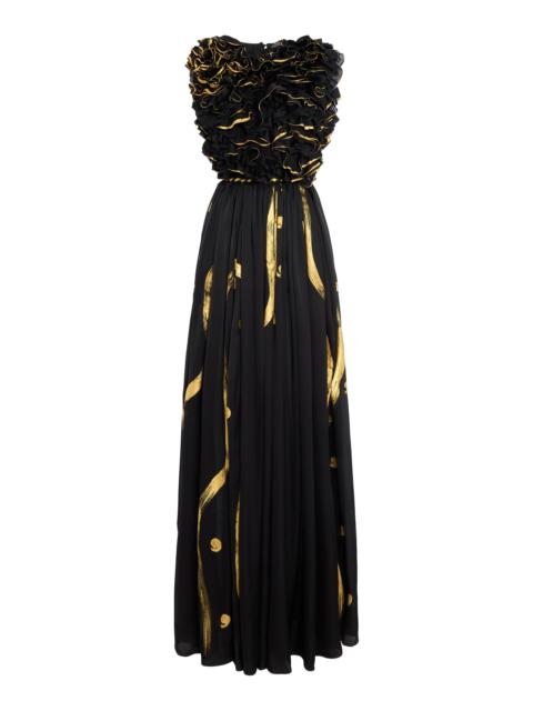 ULLA JOHNSON Byzantine Ruffled Silk Gown multi