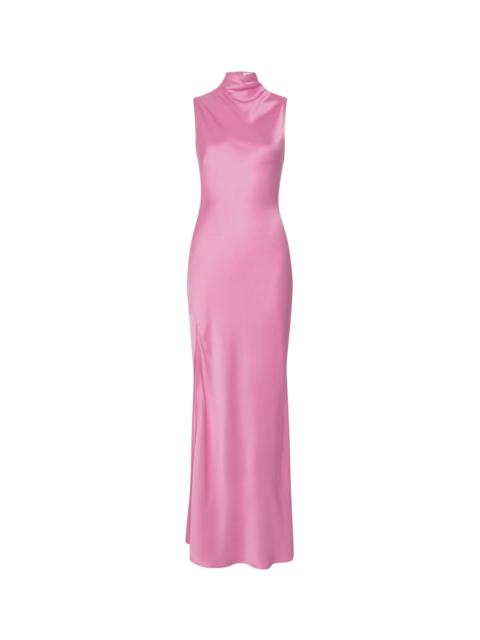 LAPOINTE Satin Drape Neck Sleeveless Dress