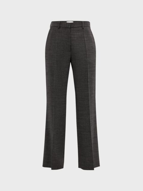 The Row Gandal Mid-Rise Heathered Crepe Wide-Leg Pants