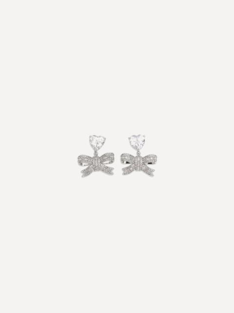 self-portrait Heart-shaped crystal bow drop Earrings