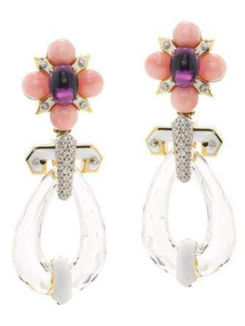 DAVID WEBB Pink Opal Amethyst Diamond Dusk Earrings