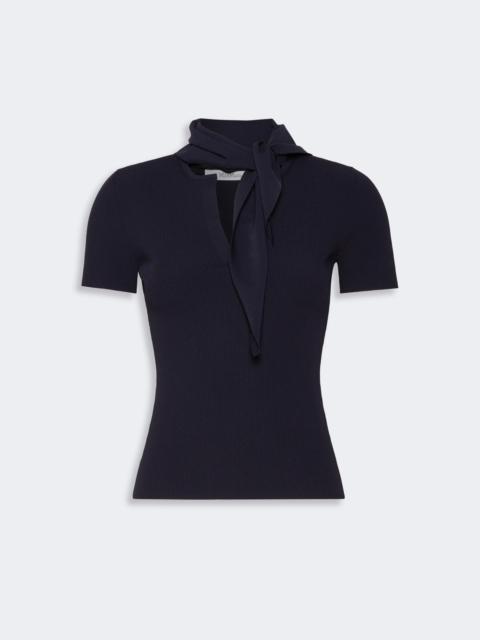 Max Mara PALMETI Viscose crepe sweater with scarf detail - ULTRAMARINE