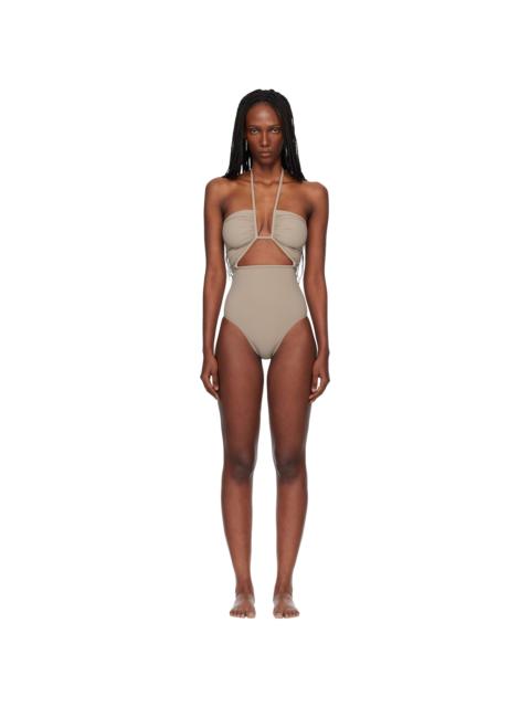 Rick Owens Taupe Temple Prong Bather Swimsuit
