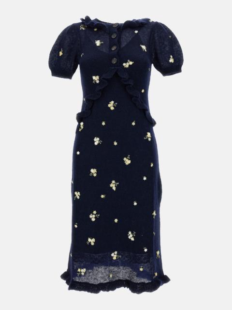 SHUSHU/TONG Knit short-sleeve dress with lace edging