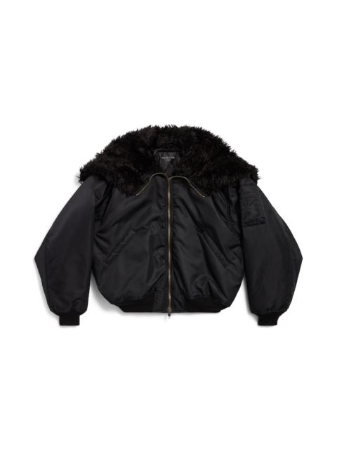 BALENCIAGA Men's Hooded Bomber in Black