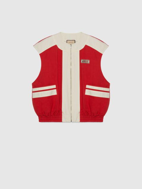 GUCCI Cotton gilet jacket with Gucci patch