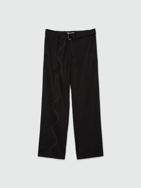 Black gabardine trousers with Wave embroidery