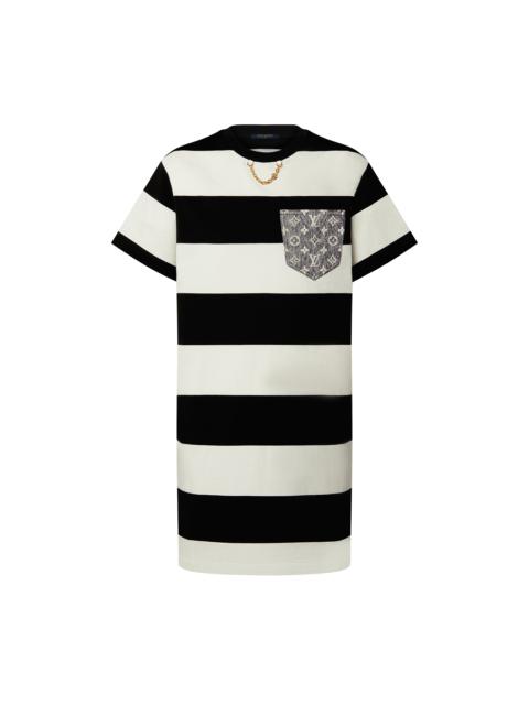 Louis Vuitton Striped Monogram Pocket T-Shirt Dress