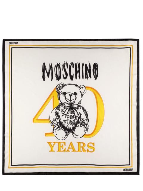 Moschino Logo printed silk scarf