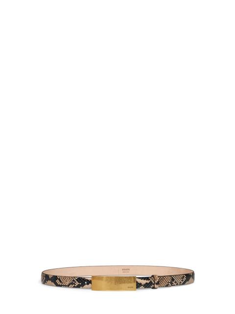 KHAITE Taupe python-embossed leather Berlin belt with antique gold buckle