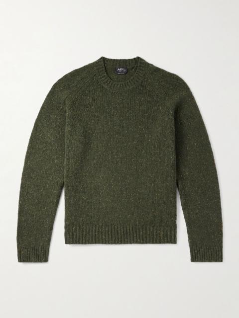 A.P.C. Harris Flecked Merino Wool Sweater Green