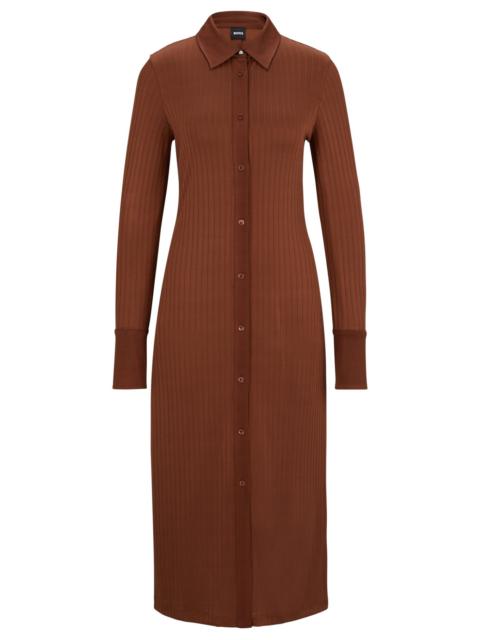 BOSS LONG-LENGTH SHIRT-STYLE DRESS IN RIBBED JERSEY