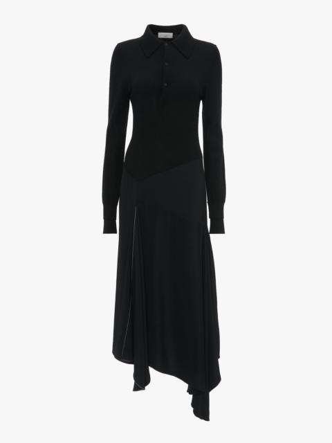 Victoria Beckham Henley Shirt Dress In Black