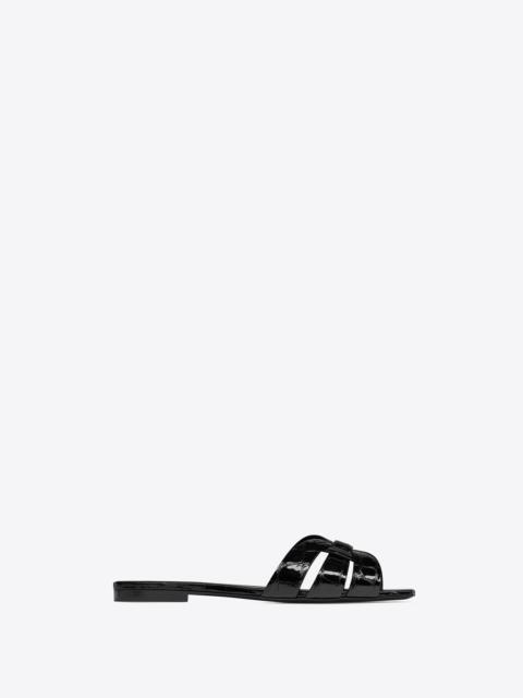 SAINT LAURENT tribute mules in crocodile embossed leather