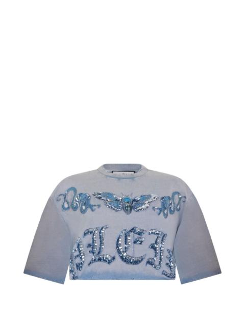 PHILIPP PLEIN butterfly-motif cropped T-shirt