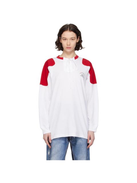 pushBUTTON White Self-Tie Long Sleeve T-Shirt
