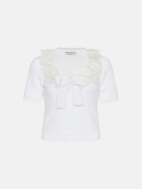 Alessandra Rich MERINO TOP WITH ORGANZA